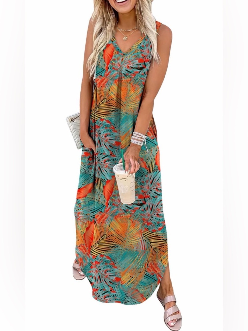 🆕Sleeveless V-Neck Maxi Dress with Pockets